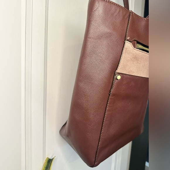 Oryany Daphne Tall Mixed Leather Tote Bag brown suede - Picture 10 of 16